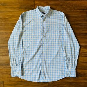 Johnnie-O Performance Plaid Blue Men’s Button Down Size XL Spandex Blend